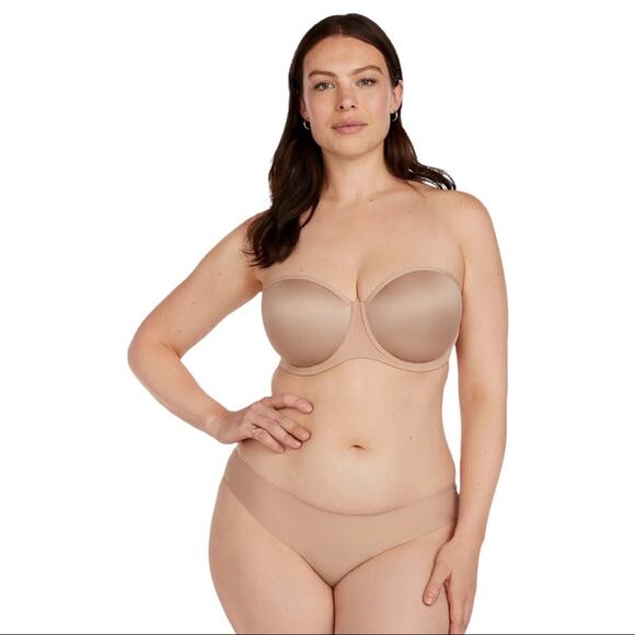 ThirdLove 24/7 Classic Strapless Bra In Taupe Size 32F - Picture 12 of 12